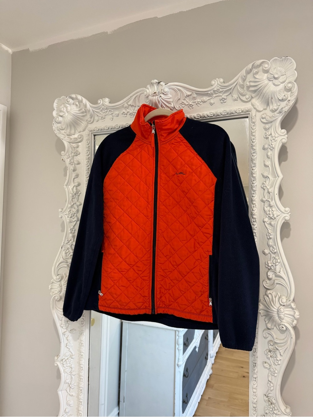 Ralph Lauren LRL Orange Active Quilted Zip Up Jacket Top
